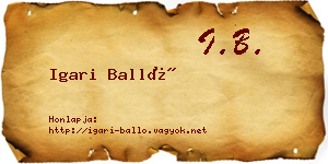 Igari Balló névjegykártya